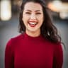 Smiling woman in a red top